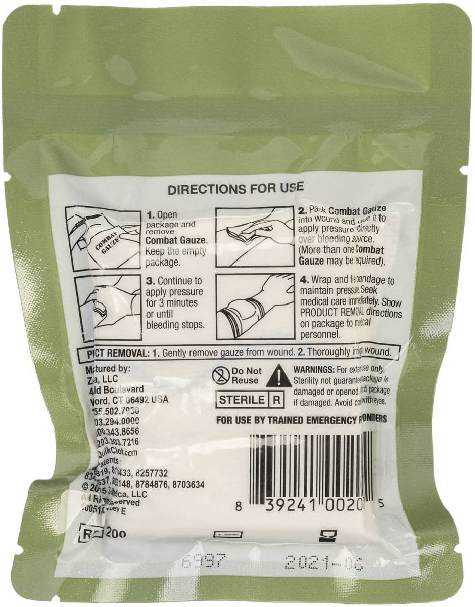  North American Rescue Z-Fold Vacuum Packet QuikClot Combat Gauze