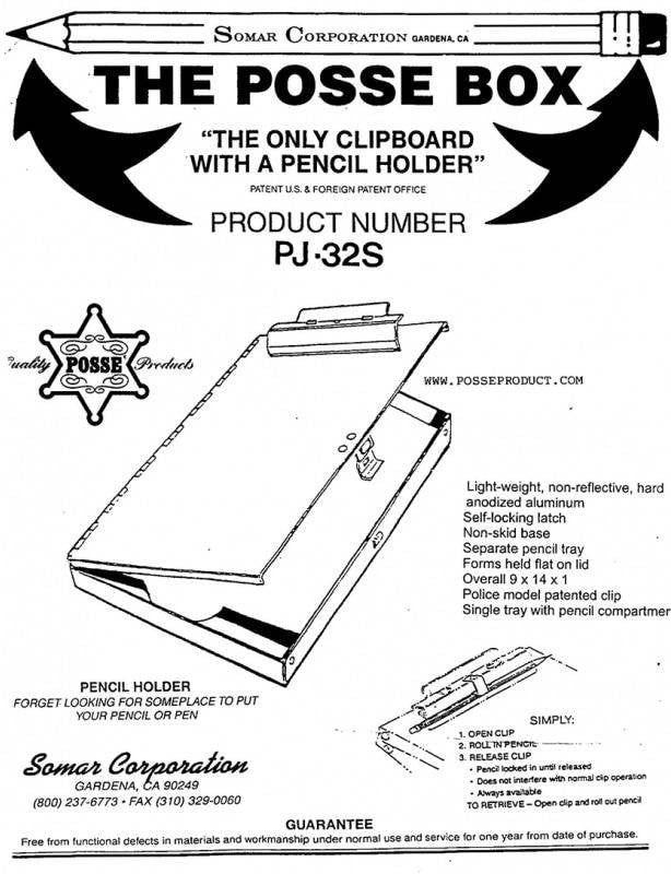  Posse Box LF-32S Side Opening Single Compartment Clipboard