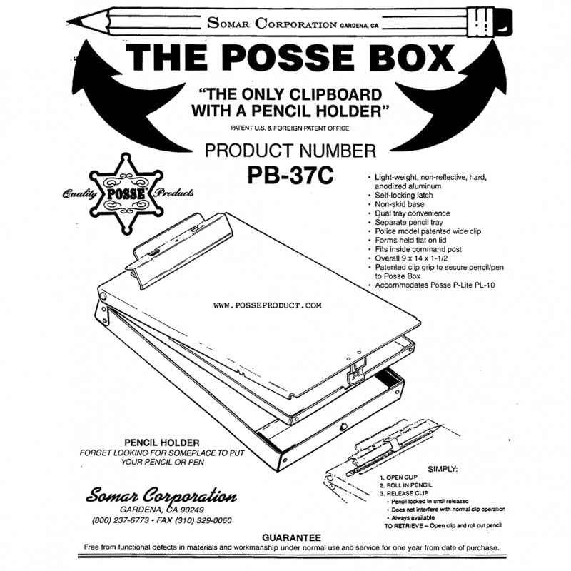  Posse Box PB-37C Bottom Opening Clipboard Box