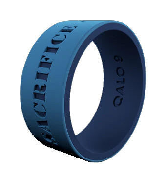  QALO Folds Of Honor Men's Blue Mantra Strata Ring