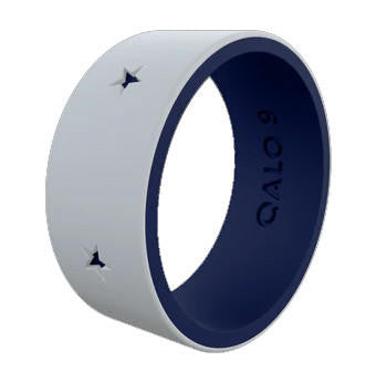  QALO Folds Of Honor Men's Grey/Blue Stars Forever Strata Ring
