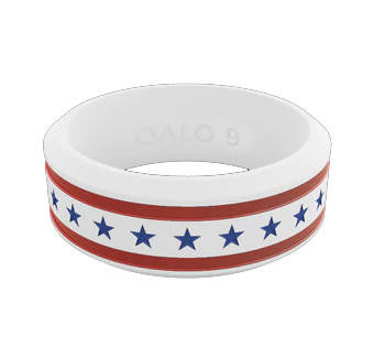  QALO Folds Of Honor Unisex White Stars And Stripes Modern Ring
