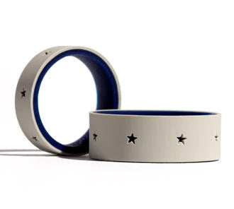  QALO Folds Of Honor Women's Grey/Blue Stars Forever Strata Ring