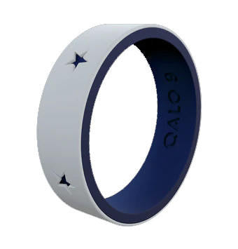  QALO Folds Of Honor Women's Grey/Blue Stars Forever Strata Ring