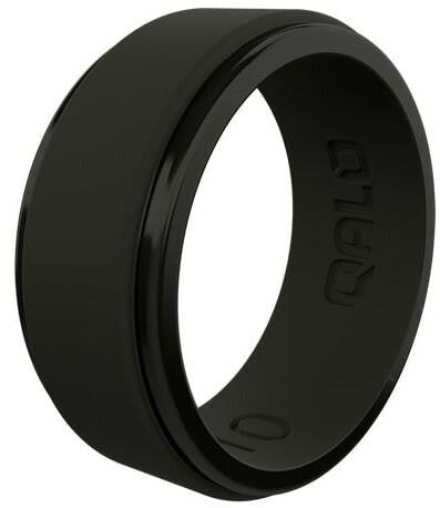  Qalo Men's Black Step Edge Polished Ring QS9-MXB