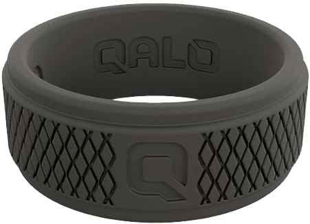  Qalo Men's Crosshatch Dark Grey Q2X Silicone Ring