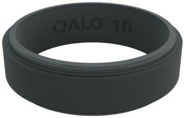  Qalo Men's Slate Grey Step Edge Narrow Polished Ring QS9-MNG