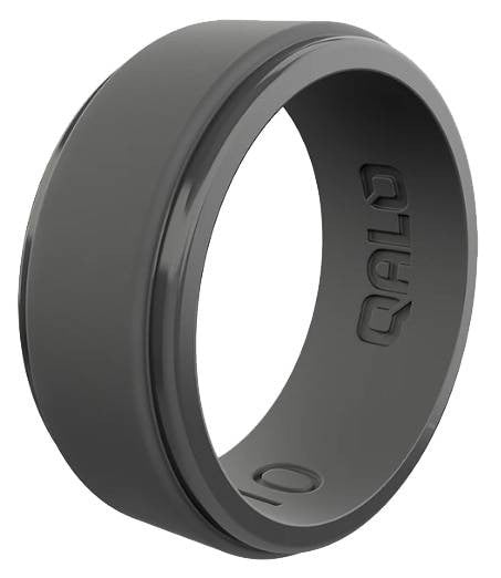  Qalo Men's Step Edge Polished Charcoal Silicone Ring