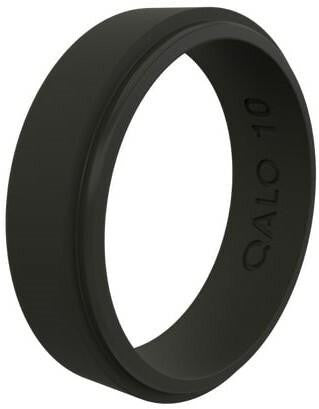  Qalo Women's Step Edge Black Narrow Polished Ring QS9-UNB