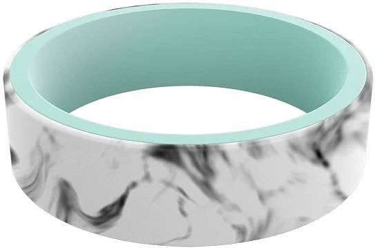  Qalo Women's Switch Reversible White Marble & Aqua Silicone Ring