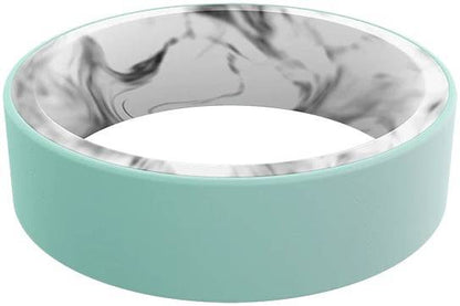  Qalo Women's Switch Reversible White Marble & Aqua Silicone Ring
