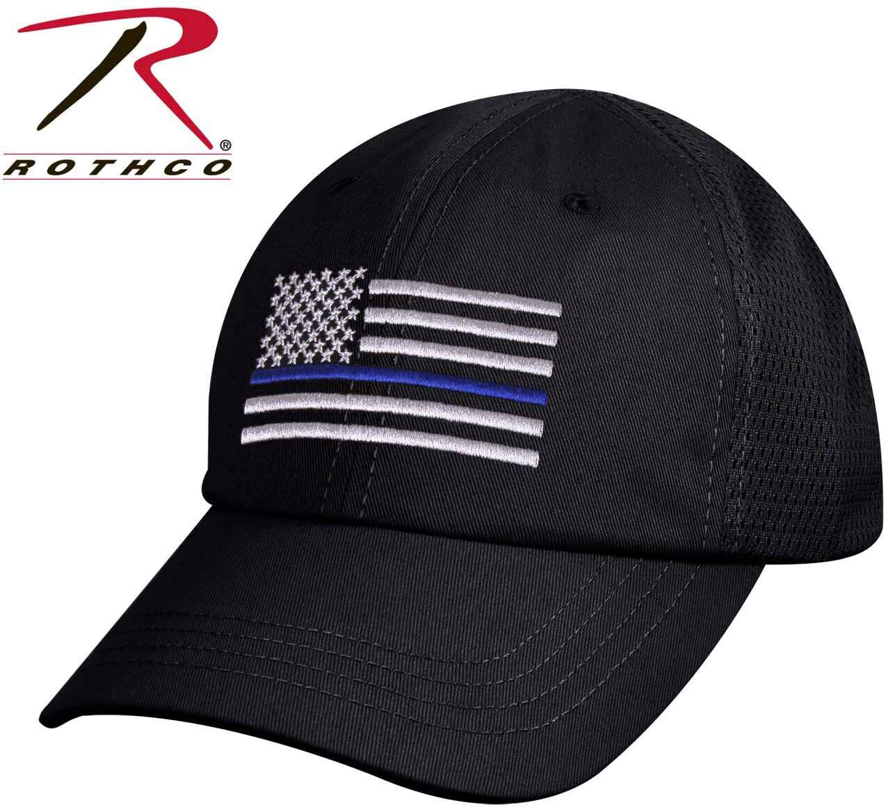  Rothco Black Mesh Back Thin Blue Line Flag Tactical Cap