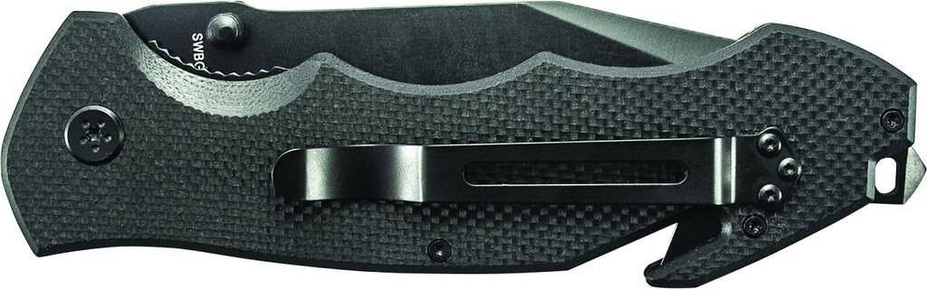  Smith & Wesson Border Guard Liner Lock Black Tanto Partially Serrated Tanto Blade G-10 Handle