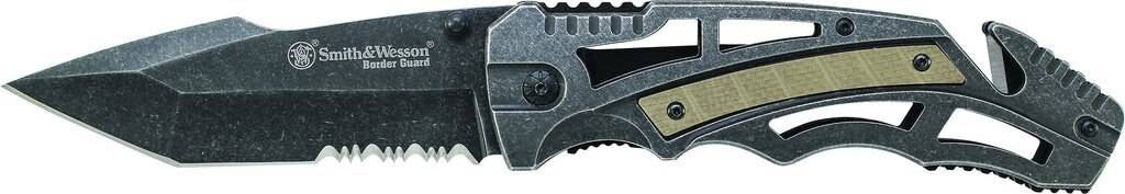  Smith & Wesson Liner Lock Partially Serrated Tanto Folding Knife - CLOSEOUT