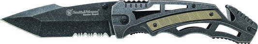 Smith & Wesson Liner Lock Partially Serrated Tanto Folding Knife - CLOSEOUT
