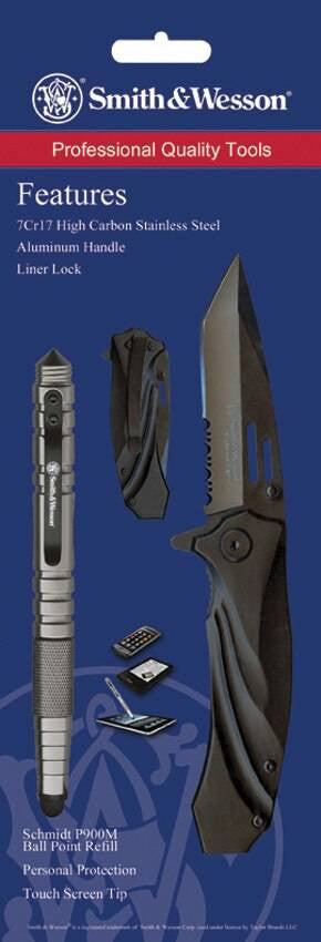  Smith & Wesson Titanium Clip Folder & Silver Stylus Pen Package