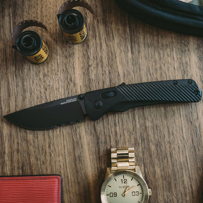  SOG Flash AT Blackout Serrated Folding Knife