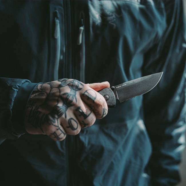  SOG Flash AT Blackout Serrated Folding Knife