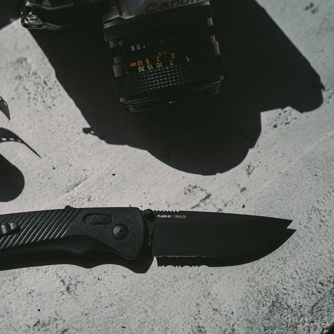 SOG Flash AT Blackout Serrated Folding Knife