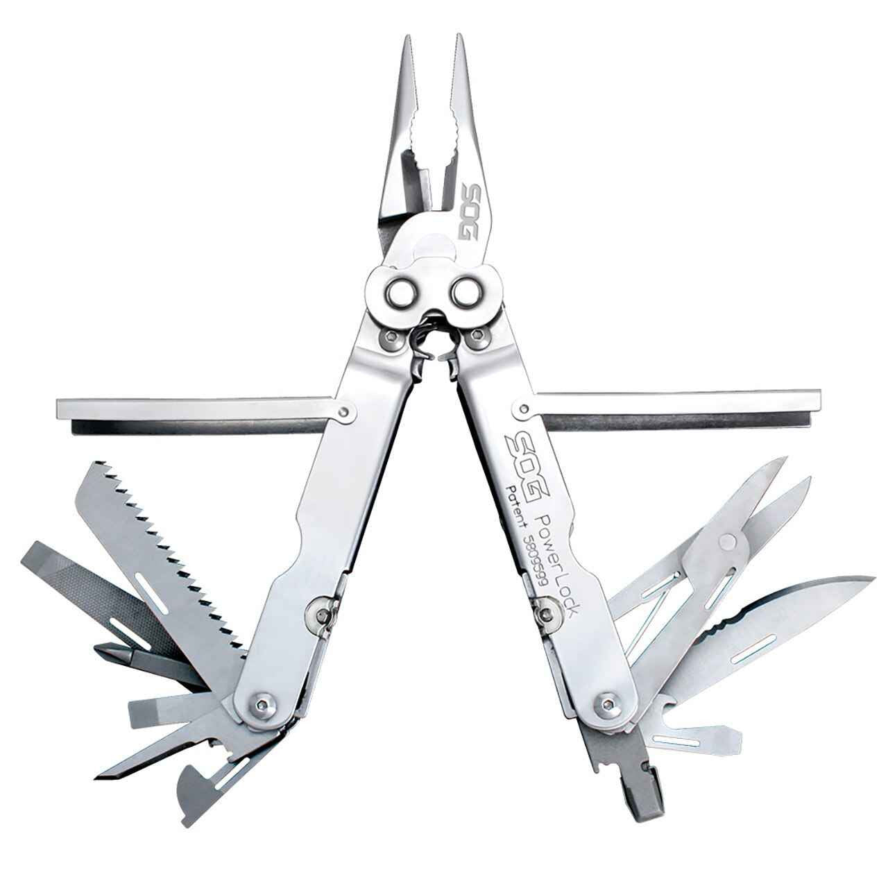  SOG PowerLock Satin With Scissors Multi-Tool