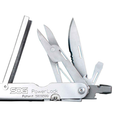  SOG PowerLock Satin With Scissors Multi-Tool