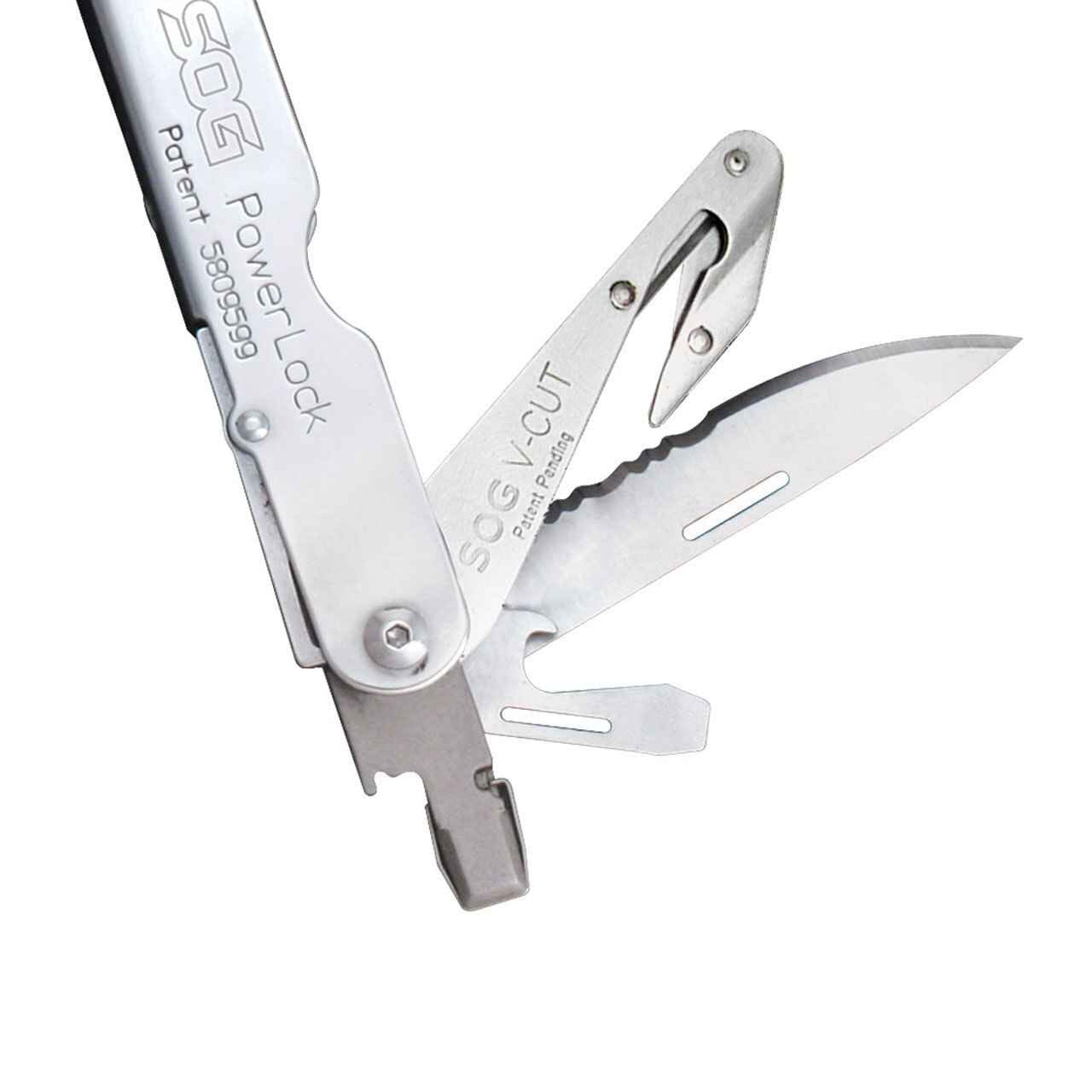  SOG PowerLock Satin With V-Cutter Multi-Tool