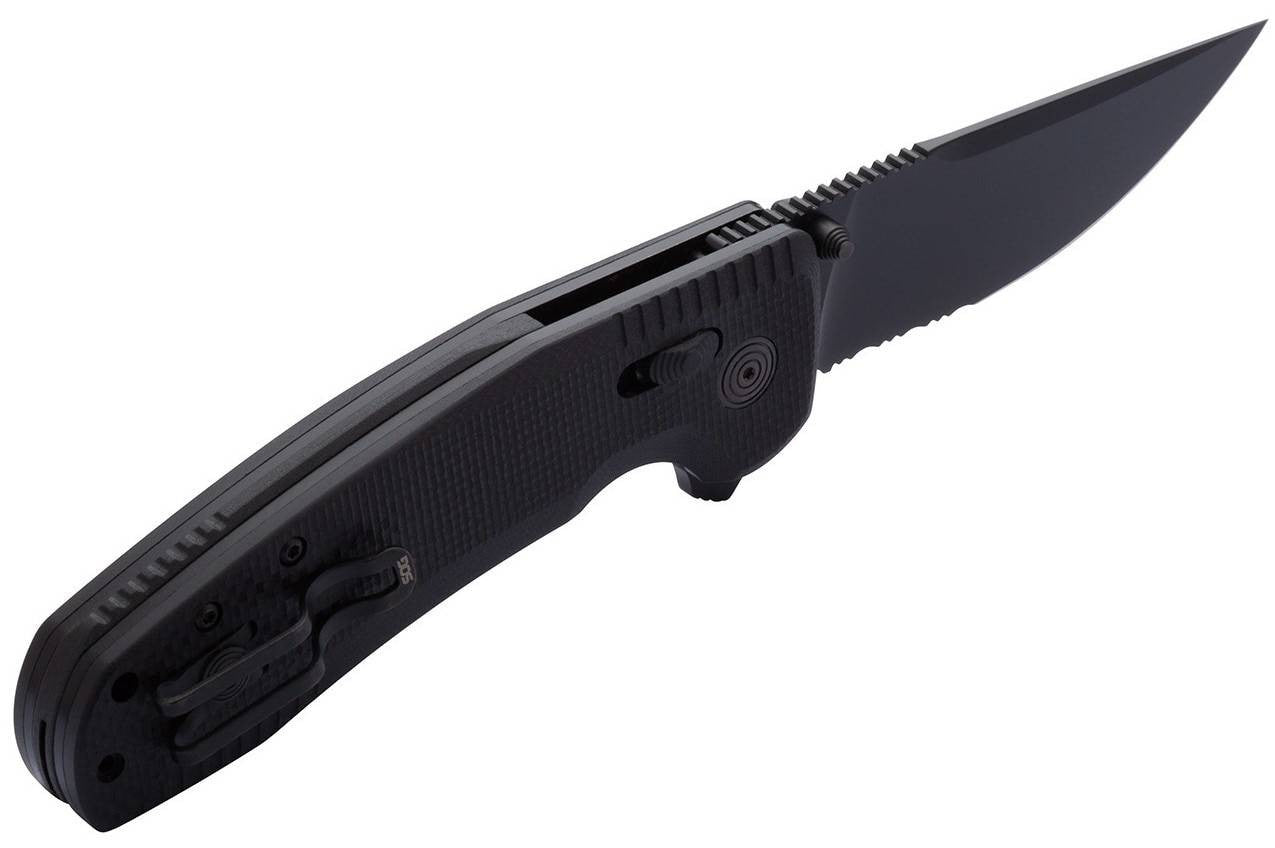  SOG SOG-TAC XR Blackout Serrated Folding Knife