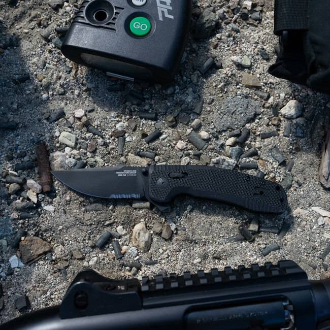  SOG SOG-TAC XR Blackout Serrated Folding Knife
