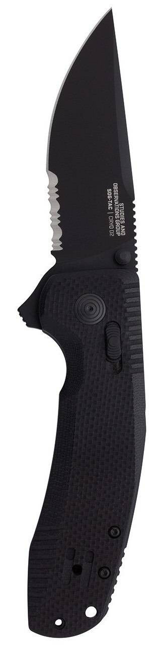  SOG SOG-TAC XR Blackout Serrated Folding Knife