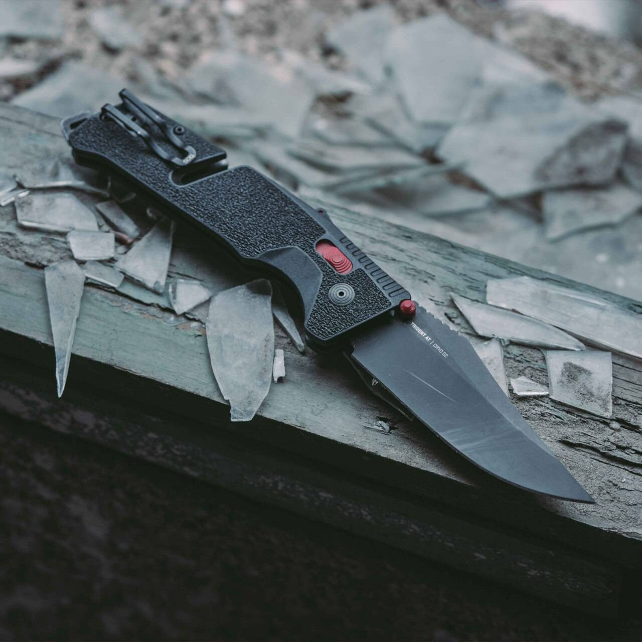  SOG Trident AT Black & Red Folding Knife