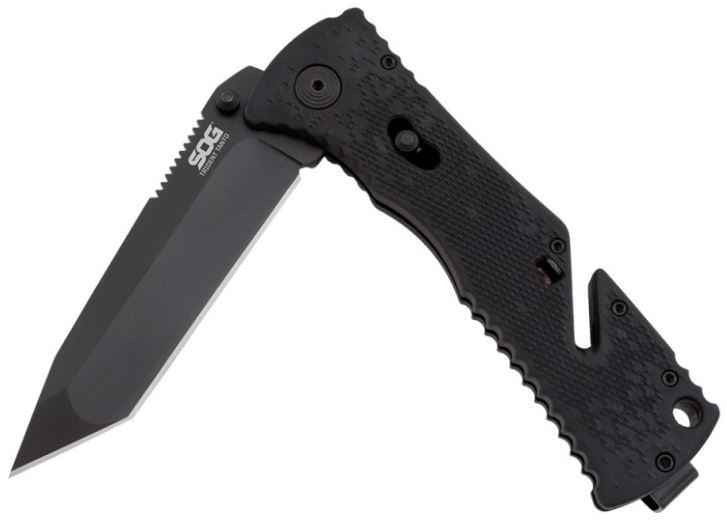  SOG Trident Black TiNi Tanto Folding Knife