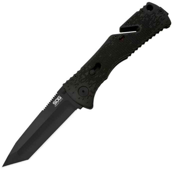 SOG Trident Black TiNi Tanto Folding Knife