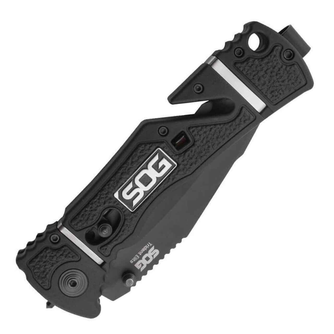  SOG Trident Elite Straight Edge Tanto Black TiNi Folding Knife