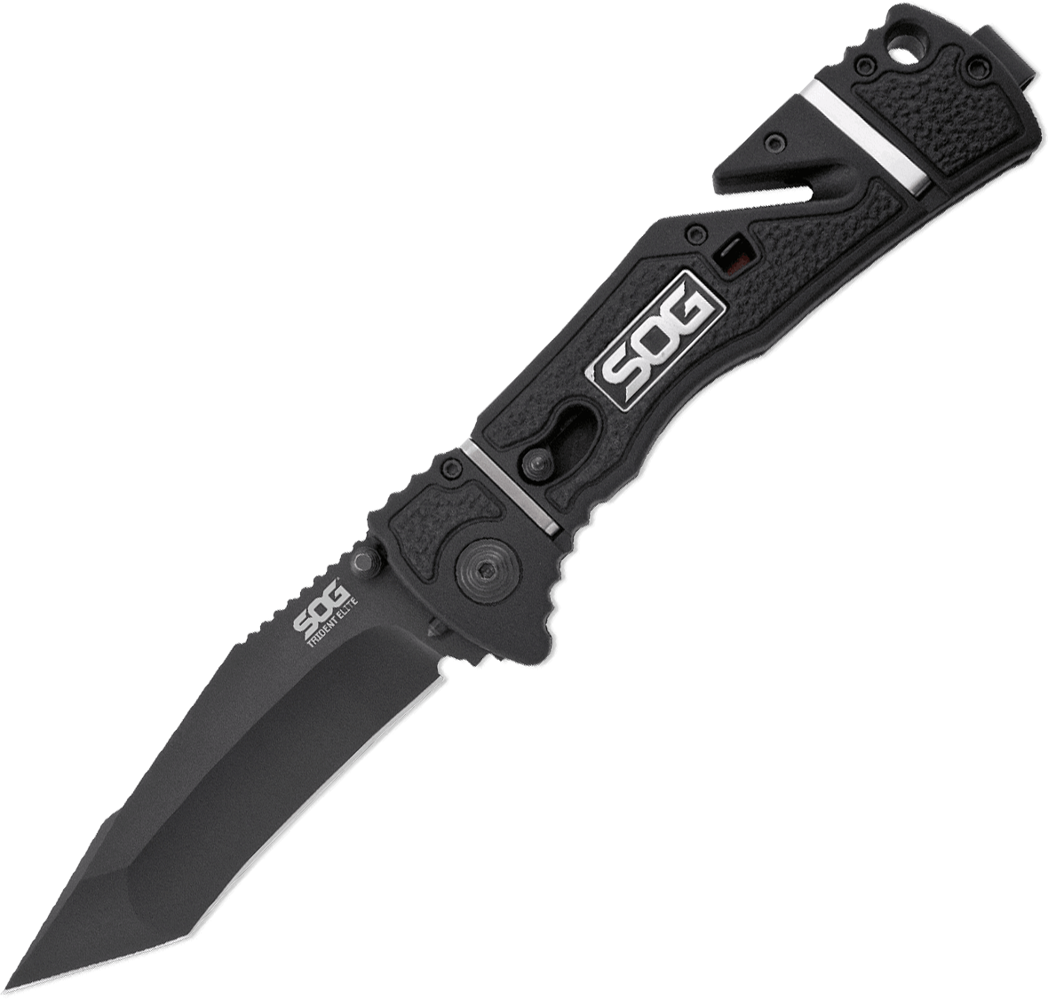  SOG Trident Elite Straight Edge Tanto Black TiNi Folding Knife