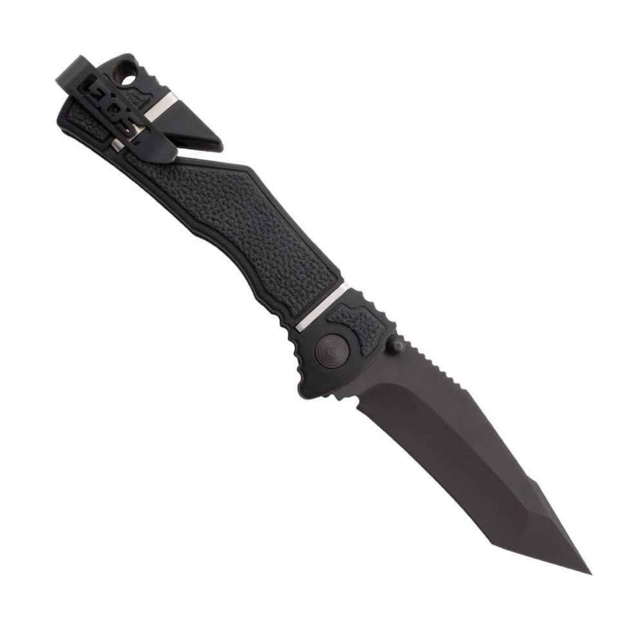  SOG Trident Elite Straight Edge Tanto Black TiNi Folding Knife