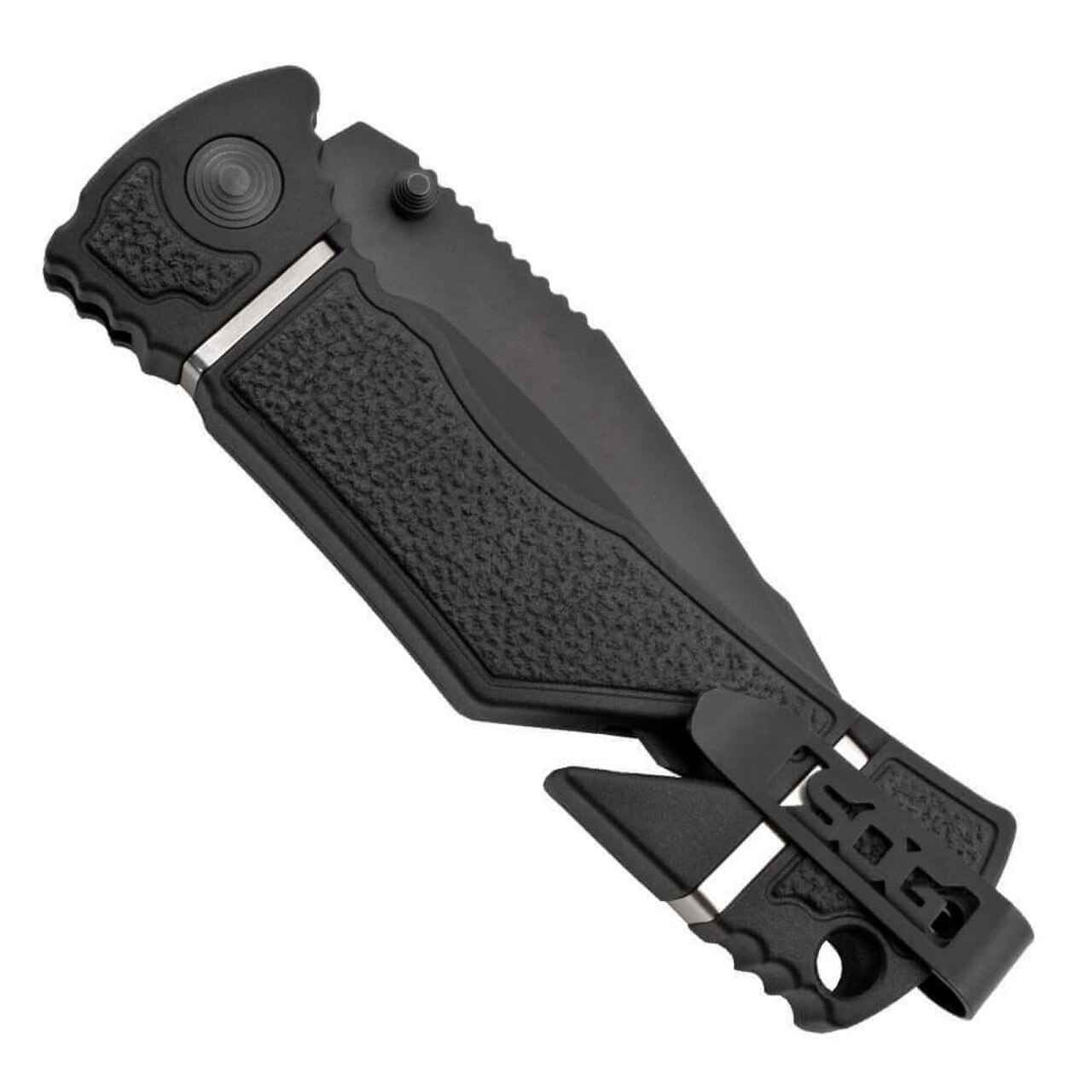  SOG Trident Elite Straight Edge Tanto Black TiNi Folding Knife