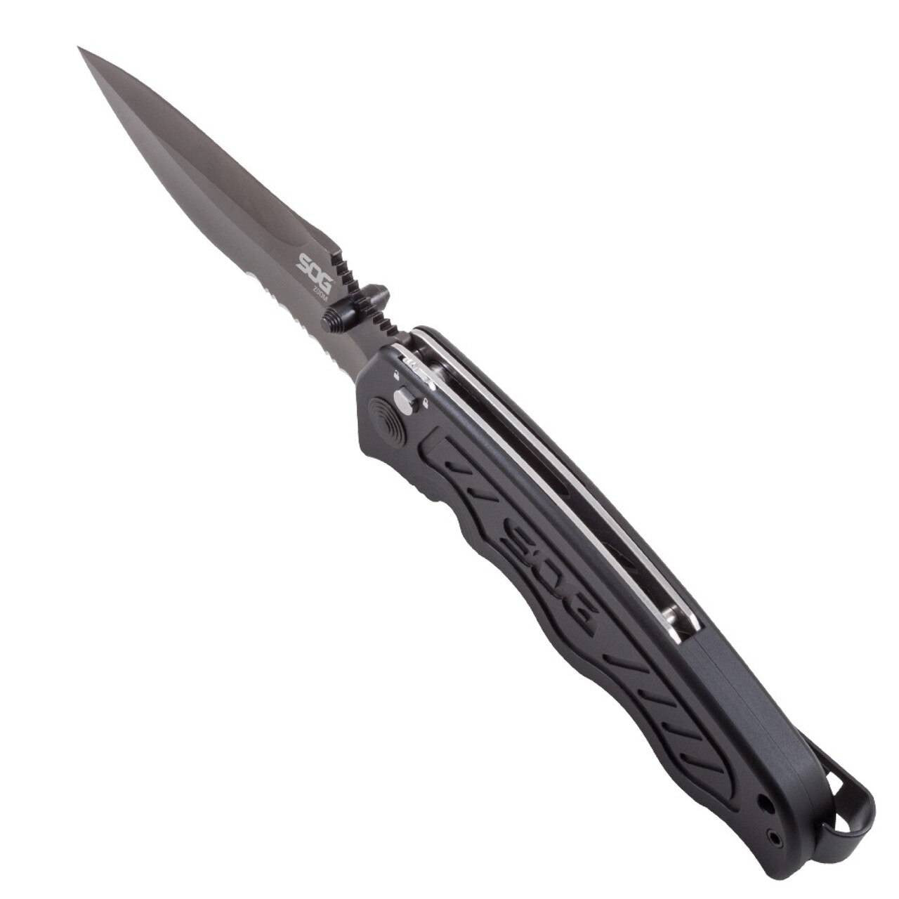  SOG Zoom Serrated Black TiNi Folding Knife