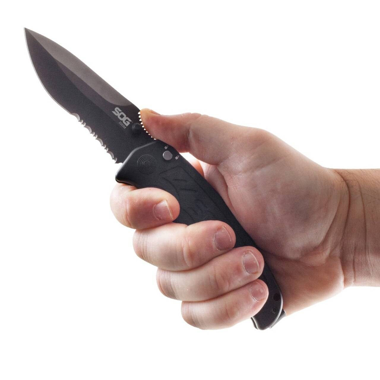  SOG Zoom Serrated Black TiNi Folding Knife