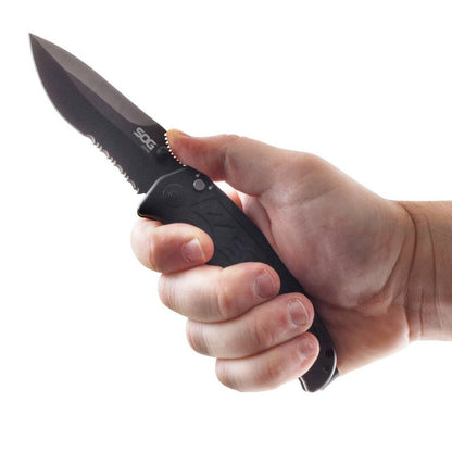  SOG Zoom Serrated Black TiNi Folding Knife