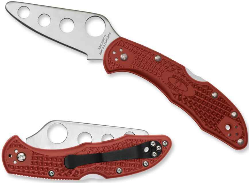  Spyderco Delica 4 Lightweight Trainer Red Folding Knife