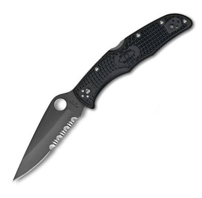  Spyderco Endura 4 Combo Edge Black Blade Folding Knife