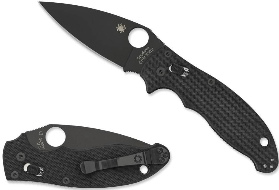  Spyderco Manix 2 G-10 Black / Black Blade Knife