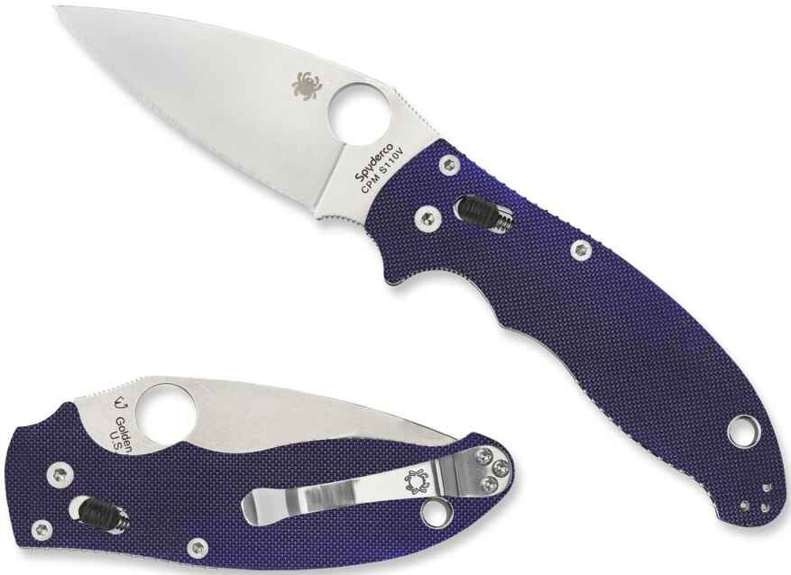  Spyderco Manix 2 G-10 Dark Blue CPM S110V Knife