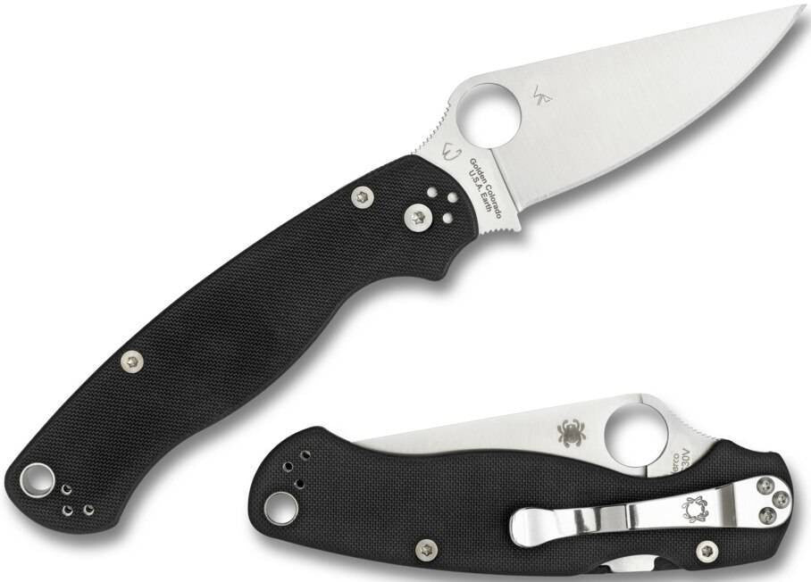  Spyderco Para Military 2 G-10 Left Hand Black Knife