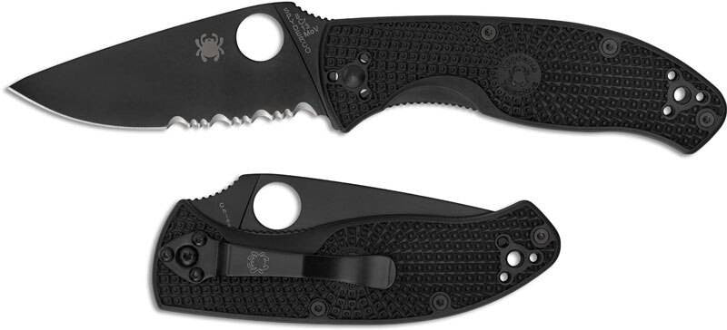  Spyderco Tenacious Partially Serrated Black Blade Folding Knife