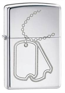  Zippo High Polish Chrome Dog Tags Lighter