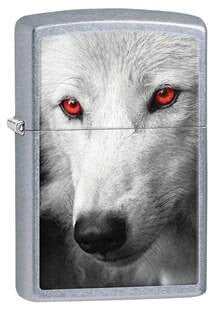  Zippo Windproof Street Chrome Wolf W/ Red Eyes